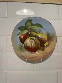 fa4824 hand painted french Limoge plate with wall hanger