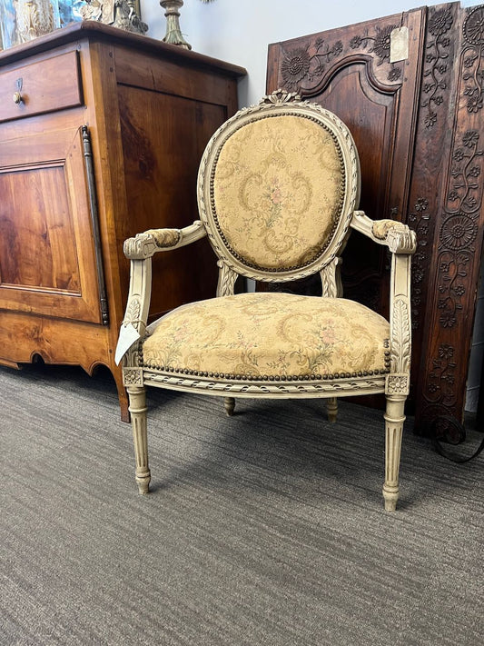 French antique Bergere  ( armchair) with original fabric