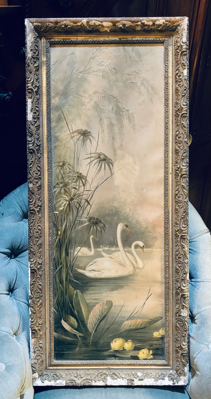 fa4796 beautiful art nouveau late 19th century swan print