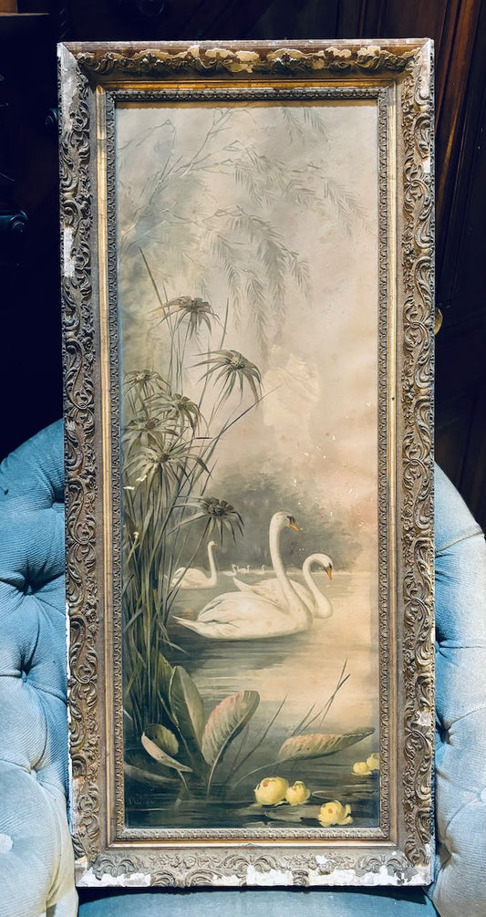 fa4796 beautiful art nouveau late 19th century swan print