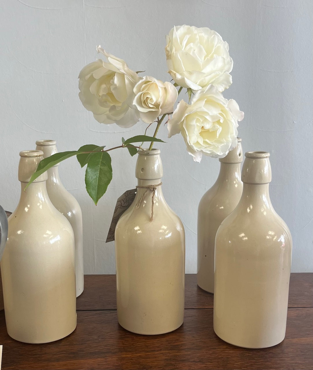 French antique stoneware beer bottles.