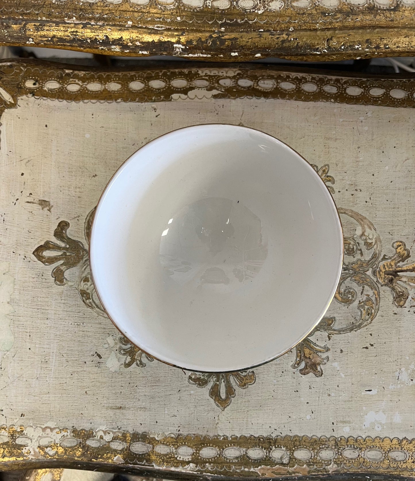 French vintage latte bowl with gold detail