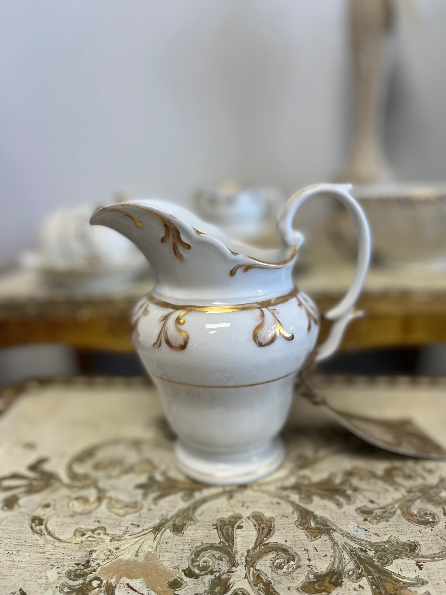 fa4505 French porcelain milk jug with gold detail