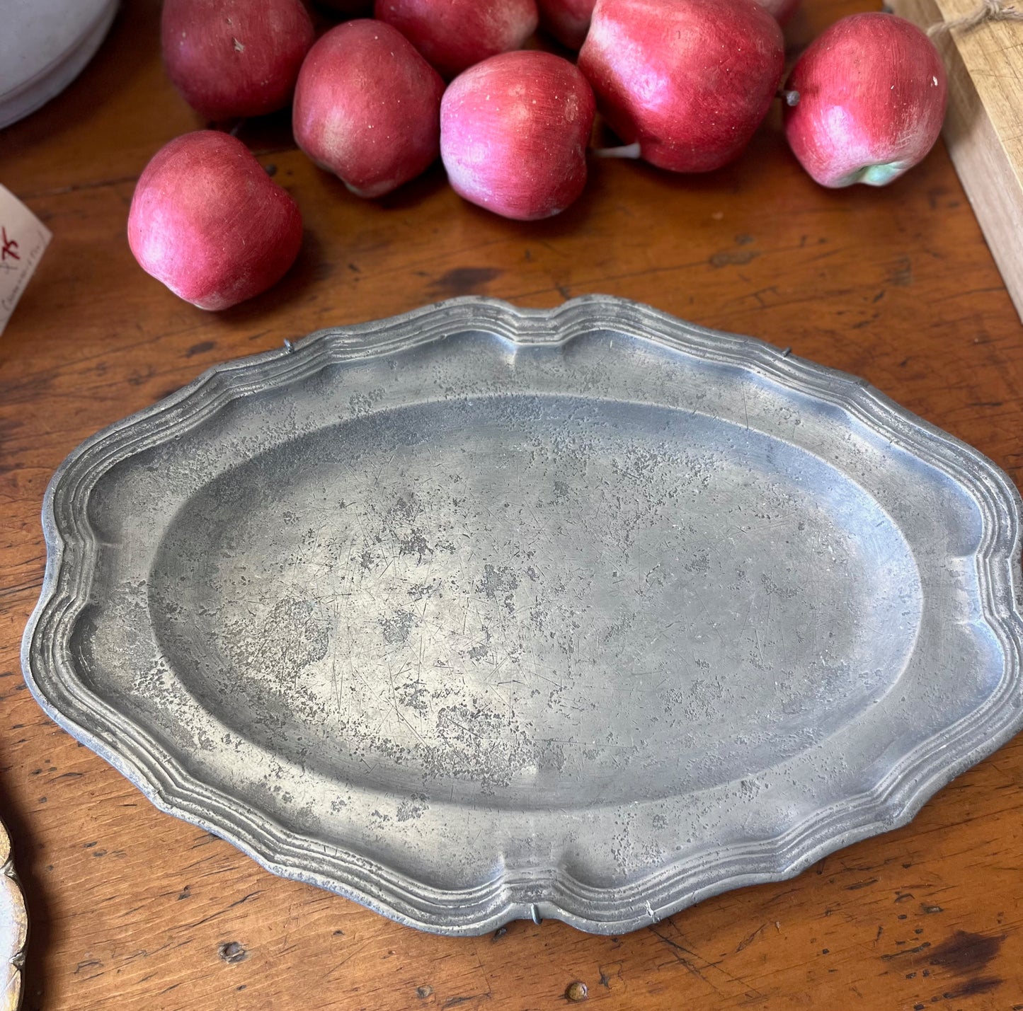 French antique pewter oval dish.