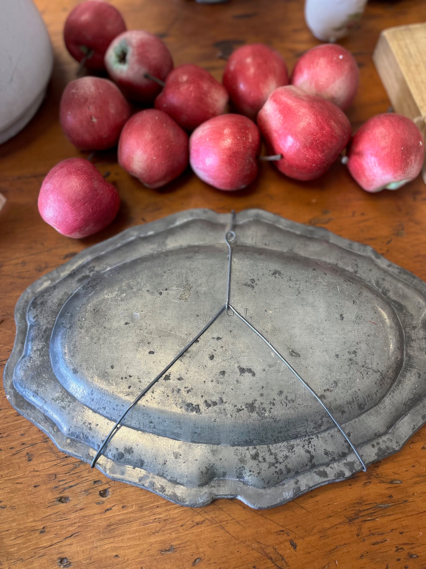 French antique pewter oval dish.