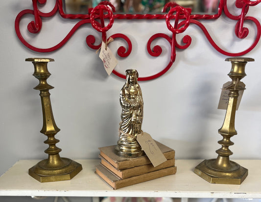 fa3316 Pair Brass French vintage candlesticks