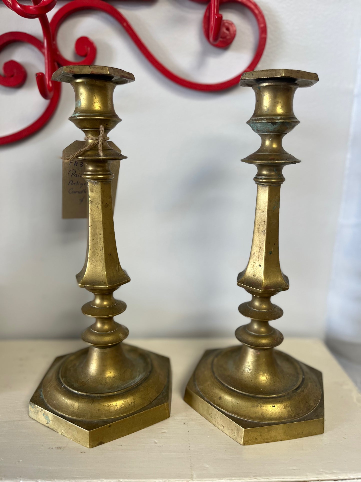 fa3316 Pair Brass French vintage candlesticks