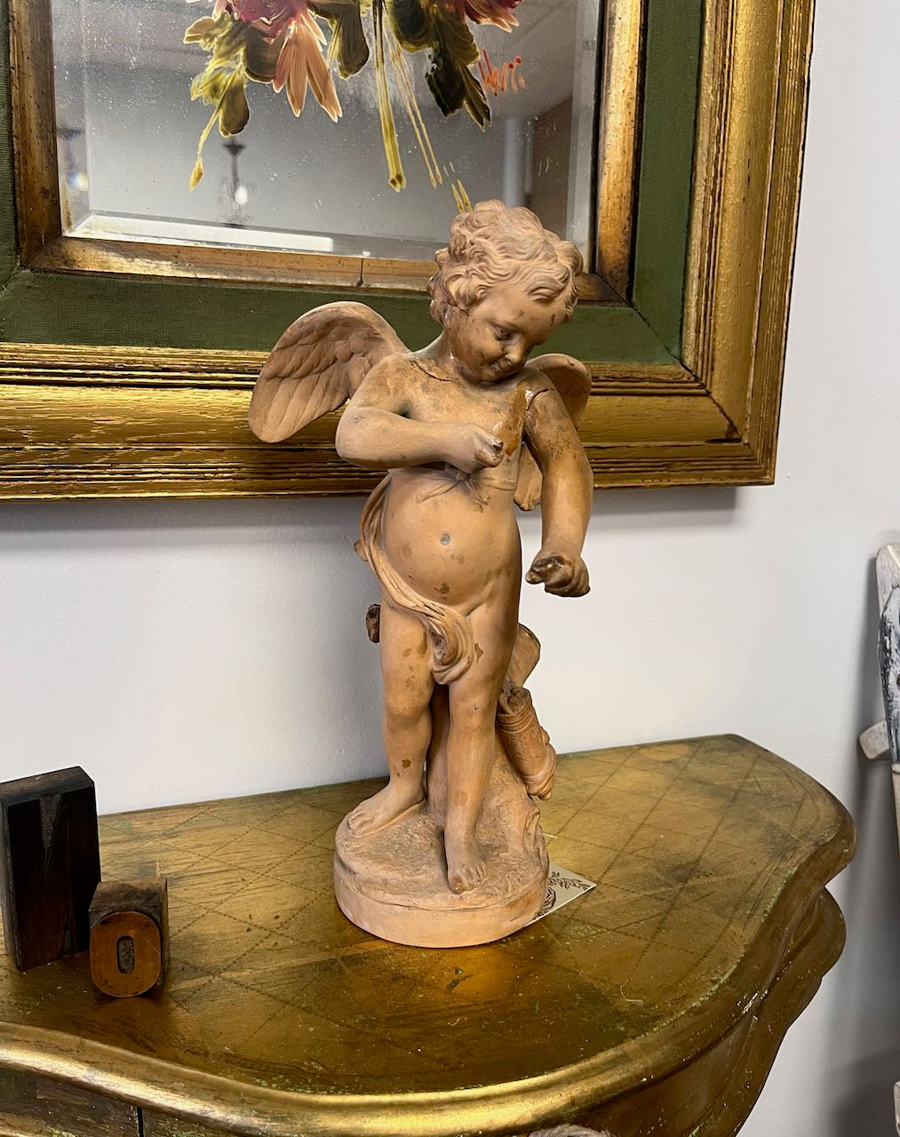 Little French Terracotta Cherub of love