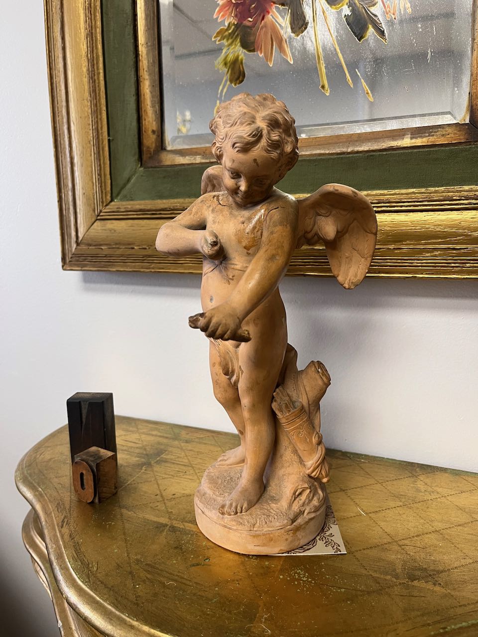 Little French Terracotta Cherub of love