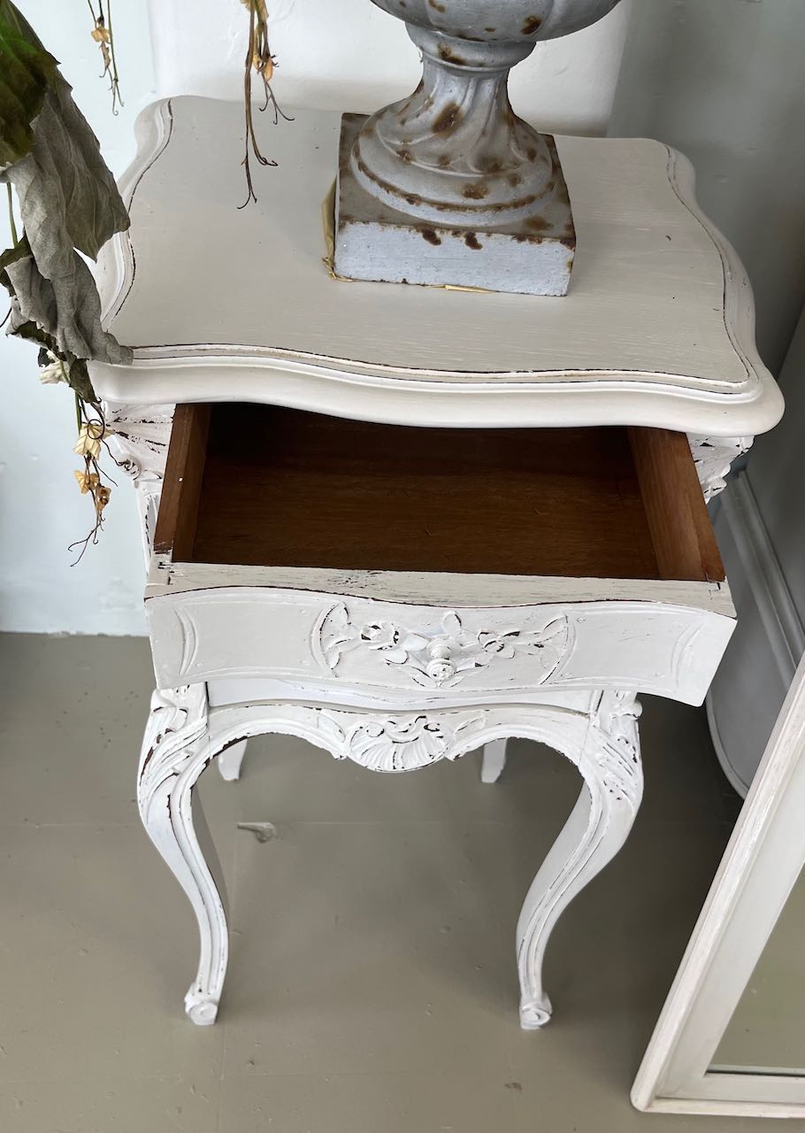 French antique Bedside with carved front.