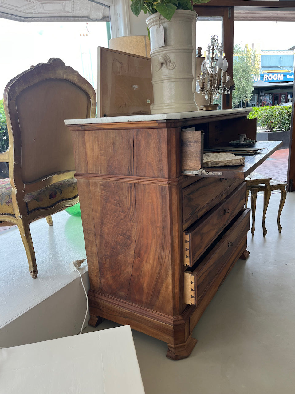 fa4552 French antique secretaire with Marble top