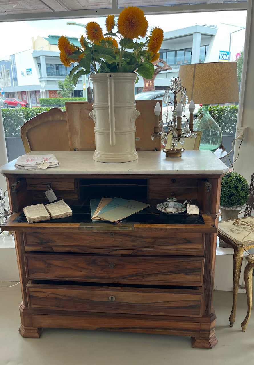 fa4552 French antique secretaire with Marble top