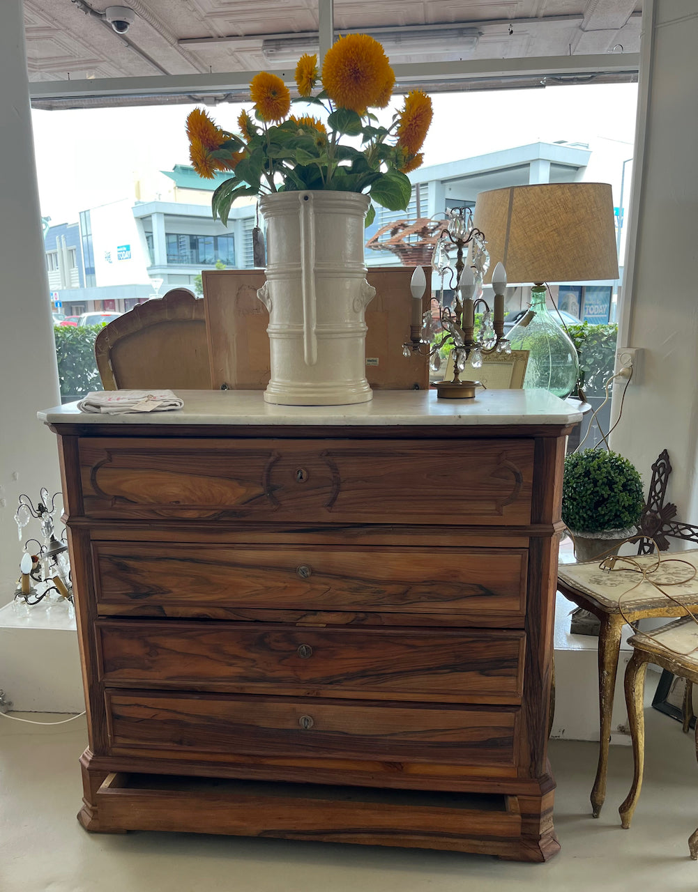 fa4552 French antique secretaire with Marble top