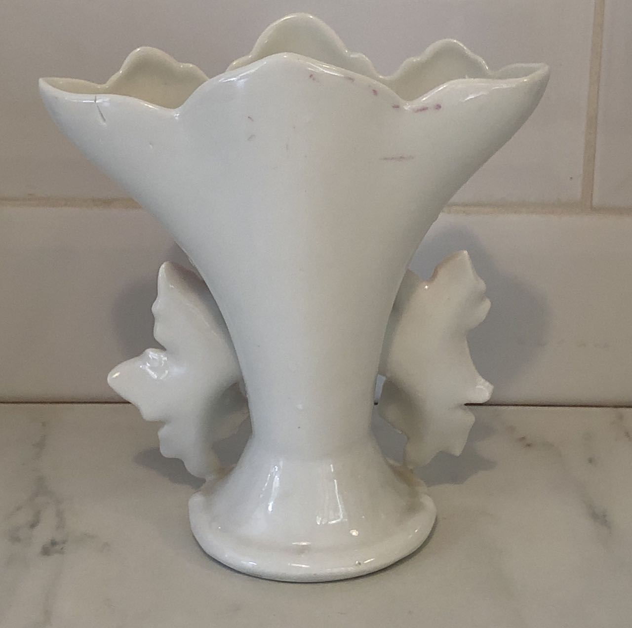 fa3120 Pink and white french antique marriage vase