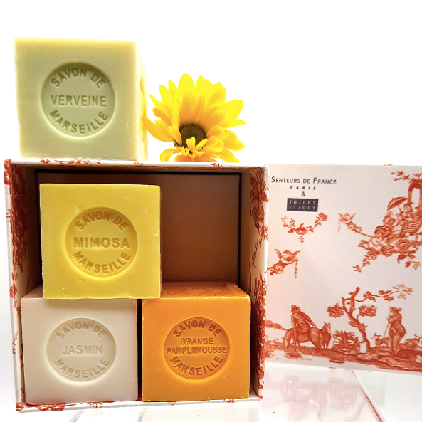 sen09 Senteurs de France Savon, JASMIN, MIMOSA, ORANGE-PAMPLEMOUSSE, VERVEINE